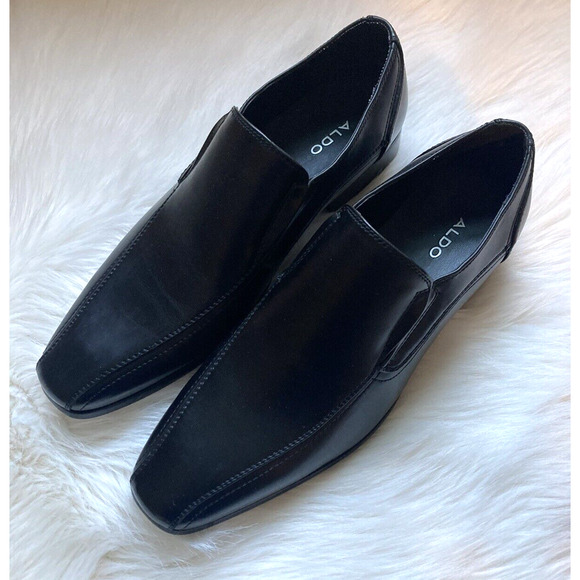 ALDO Nireven Loafer Men's Size 7.5 Black Dress Shoes Square Toe Slip On NWT - Picture 1 of 9